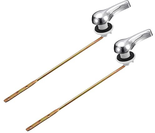 sourcing map Manija Inodoro Reemplazo Kit, 2 Manijas de Descarga de Cisterna de Inodoro Universal Frontal Montaje, Disparador Palanca Inodoro con Cadena para Baño Inodoro Tanque, ABS Hierro