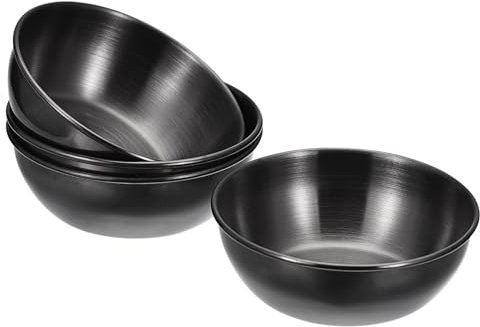 sourcing map Stainless Steel Dishes, 4pcs Metal Bowls Serving Dishes Condiment Cups for s, Rice, Ice Cream, Black