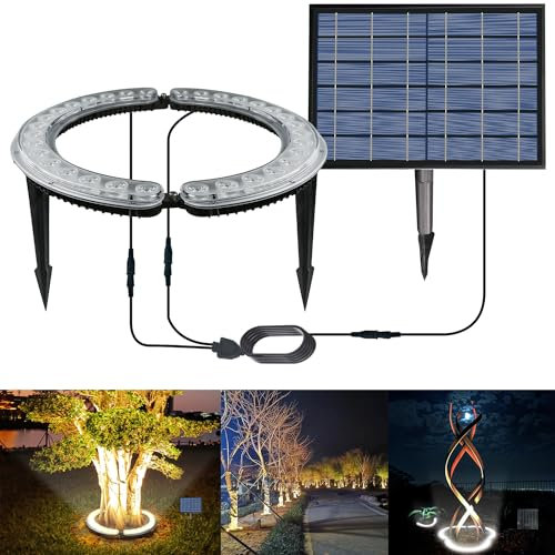 GULADUS Solar Palm Tree Lights Outdoor, 12000 mAh & 32 LEDs Outdoor Yard Lighting, 6000K Uplight Landscape Spotlights Solar Powered Flood Lights for Large Tree, Yard, Landscape, Garden