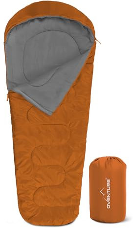 Oventure SleepPlus Mumienschlafsack | 230 x 80 cm | 3 Jahreszeiten | Komfort bis 6°C | Camping, Rucksackreisen, Festivals | Leicht und Kompakt | Schlafsack mit Kapuze | Mit Tragetasche | Rot