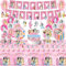 Partygeschirr Geburtstagsdeko,101 Stück Dog Birthday Decorations Party Deko,Rosa Geburtstag Deko Geschirr Kit Pappteller,Banner, Servietten,Pappbecher,Tischdecken,Luftballons,Toppers