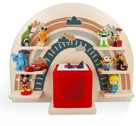 GRAVURZEILE Toniebox Regal für Kinderzimmer - Wandregal zur Aufbewahrung von Tonie Musikbox und 24 Figuren - Frei platzierbare magnetische Oberfläche - Farbe: Blau (Ohne Name)