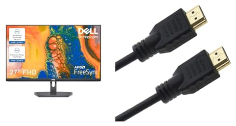 Dell S2721NX 27 Zoll Full HD (1920x1080) Monitor & Seki HDMI Kabel 0,75 Meter 2.0 Ultra HD (UHD) 4K 3D HDMI Cable mit Ethernet