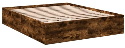 vidaXL Bettgestell, Bett Doppelbett für Schlafzimmer, Bettrahmen mit Lattenrost, Schlafzimmerbett Modernes Design, Räuchereiche 160x200cm Holzwerkstoff