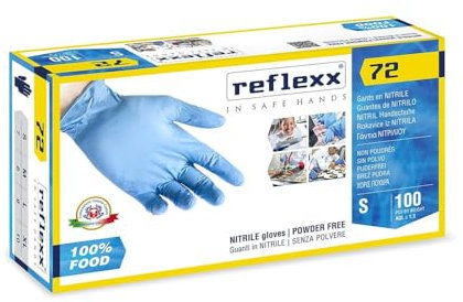 REFLEXX R72 1000 PZ Guanti nitrile uso alimentare senza polvere VARIE TAGLIE - OFFERTA - speciali per alimenti - azzurri gr. 3.9 (L)