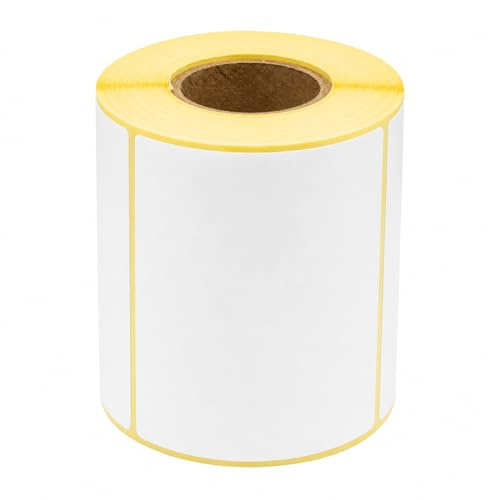 MDlabels Lot de 500 étiquettes thermiques blanches sur rouleau 100 x 60 mm – Adhésif permanent, pour codes-barres, étiquettes adhésives blanches pour étiquetage