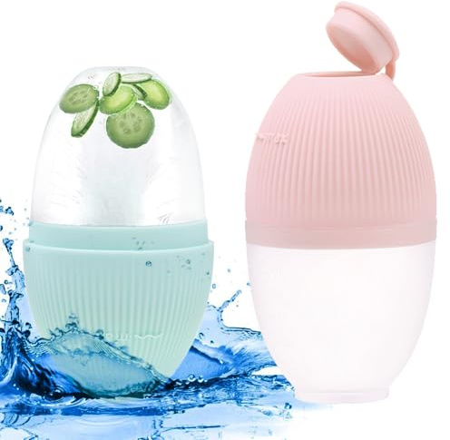 BORISCA 2 Piezas Ice Roller Facial Hielo para la Cara|Reusable Silicone Rodillo de Hielo Facial|Hielo Facial para Hielo Cara, Reafirmar la Piel, Ojeras y Bolsas Faciales (A)