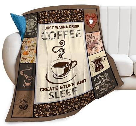 Kaffeedecke, Kaffee-Überwurfdecke, Café-Tasse, Bohnen, Geschenke, Decken, Fleece-Flanell, Plüsch für Mädchen, Frauen, Jungen, Männer, Liebhaber, Erwachsene, weiche Bettwäsche, Geschenk für Sofa, Bett