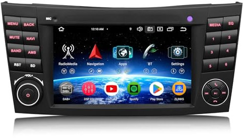 Erisin 8-Kern 4GB+64GB 7 Zoll Android 14 Autoradio Bluetooth GPS Navi für Mercedes Benz E Klasse W211 CLS Klasse W219 Unterstützt CarPlay Android Auto WiFi 4G DSP DAB+ OBD2 DTV USB Canbus Touchscreen