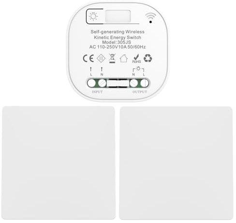 Cerhot funk lichtschalt funkschalt 230v funk lichtschalter ohne batterie set lichtschalter funk wireless light switch funkschalter batterielos funktaster funk-wandschalter für lichter (EU 1Gang 2V1 b)