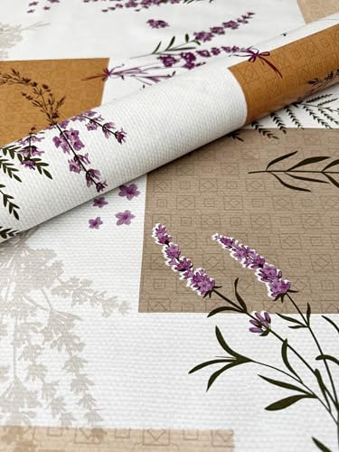 Mambo Design PVC Tischdecke Valencia Lavendel Wachstuch Eckig Länge & Breite wählbar abwaschbar, Größe:130 x 200 cm