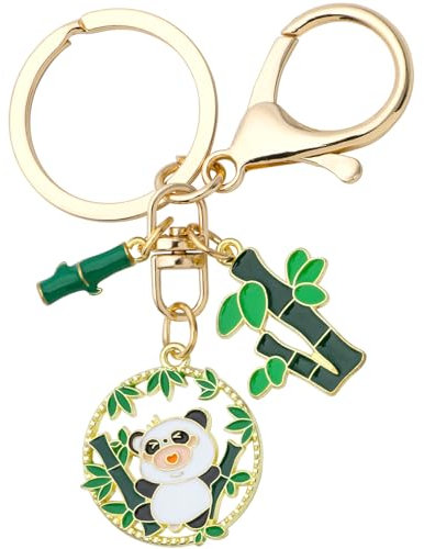 BELLALICHT Panda Cartoon Schlüsselbund, Panda Bär mit Bambus Baum Schlüsselanhänger Anhänger, Panda-Verzierung, Kleiner Panda Anhänger, Panda Schlüsselanhänger, Geldbörse Dekoration (Stil 2)