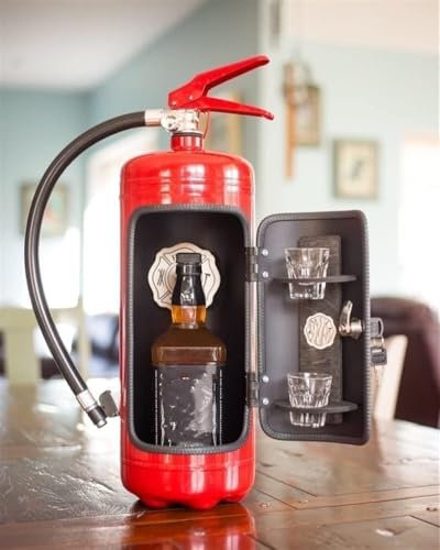 Feuerlöscher-Minibar – neuartige Feuerlöscher-Minibar, recycelte Männerhöhle, skurriles Geschenk, für Whiskey-liebende Feuerwehrmänner, handgefertigtes Metall-Minibar-Geschenk
