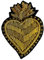 Broche Coeur Doré Ex-Voto Flamme, Brodée à la Main, Cannetille, 5,2 x 3,5 cm