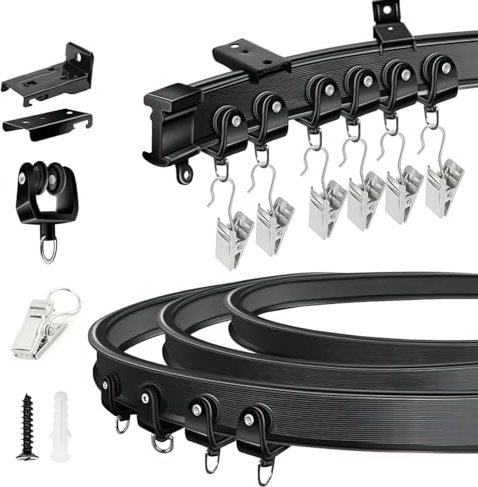 JTSMJQIE Pista di Tenda del soffitto, Binario Tende a Tenda, Pista Tenda Flessibile per divisore per Camera, binari per Tende Pesanti e raccordi, Doccia Ovale, Binario per Camper (3m/10ft)