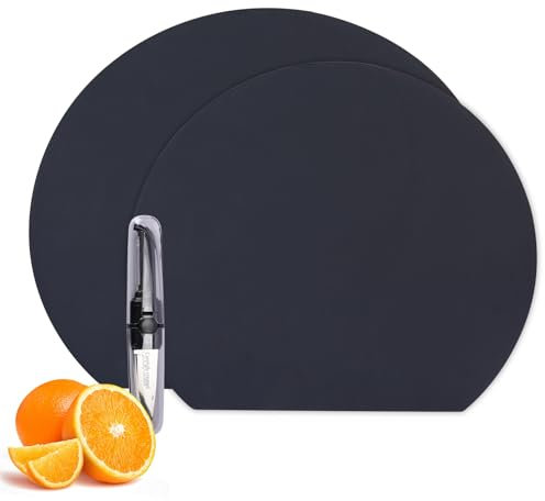 KIMIGO 2x Tagliere Flessibile in TPU, Taglieri Cucina,Senza BPA,Taglieri Flessibili Antigraffio,Antiscivolo e Facile da Pulire e Antibatterico,Double-Face,Lavabile in Lavastoviglie(Nero)