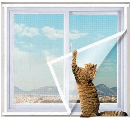 Custom Size Cat Balcony Nets, Anti-Mosquito Fly Insect Screen, Self-Adhesive Window Protection Netting, Semi-Transparent Window Screen Mesh
