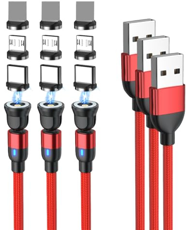 BITHAI 540 Rotating 3 Pack Magnetic Charging Cable 3 in 1 Magnetic Charger Cable (3.3ft*3)