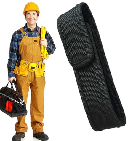 Flashlight Holster, Belt Flashlight Holder, Nylon Pouch, Heavy-Duty Clip Attachment, Secure Fit for Duty Gear Use, 5.5x2 Inches Black 1 Piece, Utility