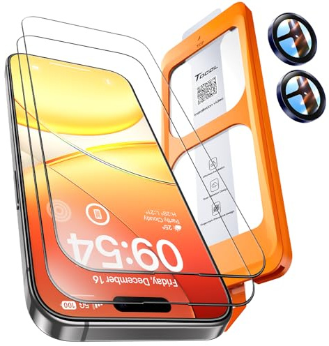 TOCOL für iPhone 15 für Panzerglas mit Blau Kameraschutz, 2 Sets | Einfache Montage, Ultra HD Individualschutz, Blasenschutz Anti-Fingerabdruck, 9H Stoßfest Kratzfest, Kompatibel mit Hülle