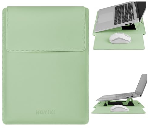 HoYiXi Étui pour Laptop 13,3 14 Pouces avec Support - Adapté à MacBook Air/Pro 13/14 (M4/M3/M2/M1 2020-2025), Surface Pro 8 2021 & iPad Pro 12,9'',13-14'' Laptop Sleeve Case,Vert