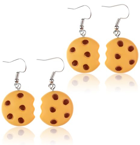 Handgemachte Keks-Ohrringe, 2er Set Lustige Ohrringe mit Realistischem Cookie Design, Krümelmonster-Kostüme, Karneval Fasching und Keks-Liebhaber für Karneval, Ostern