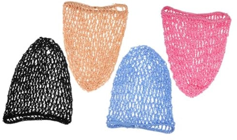 Generisch 4 Stück Handgehäkelte Haarnetze aus Netzgewebe Elastisch Atmungsaktiv Haarnetz Schlafmütze für Damen Schutz für Langes und Kurzes Haar Schlafhaarnetz für Nacht und Entspannung