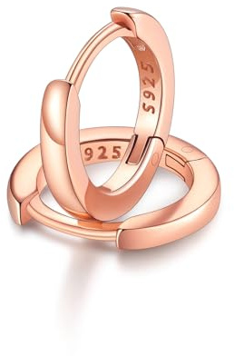 FaithHeart S925 Boucles d'Oreilles Créoles Femme en Argent 925/Plaqué Or/Rose/Noir - Petits Anneaux d'Oreilles de 6/8/10/12 mm - Bijoux Élégants et Minimalistes