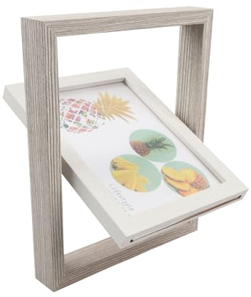 XIANJIA 360° Drehbarer Bilderrahmen Holz 13×18CM Fotorahmen, Bilderrahmen Beidseitig Sichtbar für Hochzeiten Familienfeiern Festliche Geschenke Desktop Oder Wand (01)