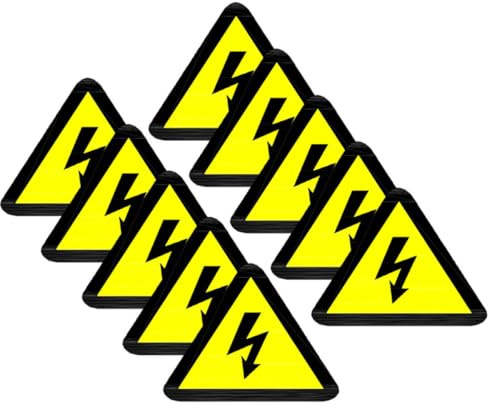 Garneck Autocollants Électriques de Signalisation Haute Tension, Lot de 10 Triangles 5 CM, Autocollants Résistants aux Chocs Électriques pour Panneaux Industriels et Clôtures