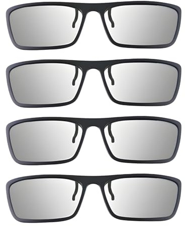 4 PCS Black 3D Clip On Glasses Passive, Viewing Glasses For Prescription Universal 3D Sunglasses Circular Polorised Lightweight for Childrens Adult Home Cinema Theater TV Game Anaglyph Photo