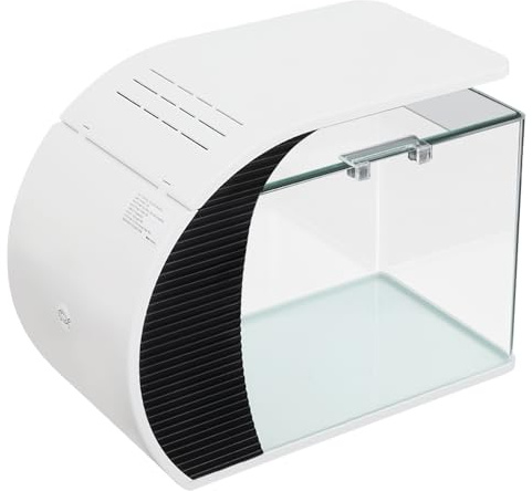 Aquarium Komplettset mit LED-Beleuchtung & Filter, 5 Gallonen (19L) Tisch Aquarium Set für Guppys & Krabben – Nano Cube Aquarium mit Klarem Glas, Berührungslicht & Wasserpumpe