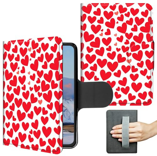 Case for 6 Kindle (10th Generation-2019 Release) Slim Lightweight PU Leather 360 Degree Rotating Stand Shell Cover with Hand Strap Auto Wake/Sleep Magnetic Clasp, Love Heart