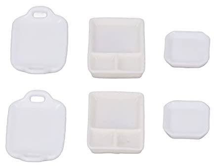ZIXINNKC Dollhouse Ustensiles de Cuisine Miniature Cuisine Vaisselle Plateau Assiette de Riz Assiette Quadrate Accessoires de Bricolage