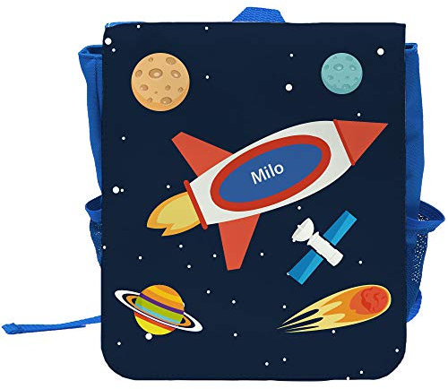 Kinder-Rucksack mit Namen Milo und schönem Weltraum-Motiv für Jungen