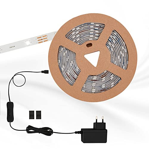 Briloner Leuchten - Nastro LED da 3 m, autoadesivo, 10 W, 90 LED, interruttore cavo, driver incluso, cavo da 1,8 m, durata: 50.000 ore