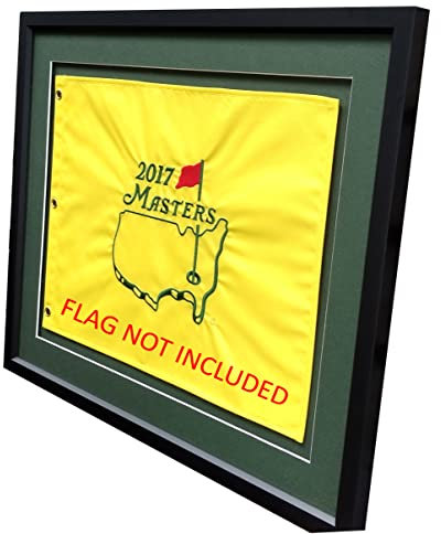 Golf Flag Frames 18X22 Compact Black, Moulding blk-001, Green Mats (Float Mount; Perfect for 13x17 Master's Golf Flags; Flag not incl)