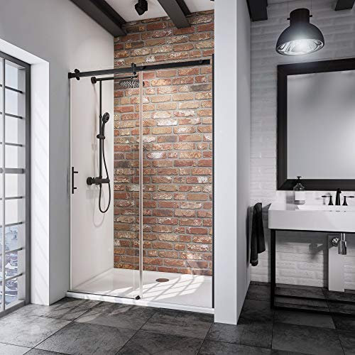 Schulte porte de douche coulissante 140 x 200 cm en niche,roulettes en haut, profilé noir, montage gauche droite, 2 verres (68+72) de sécurité 6mm transparent antical,réglage 137.0-140.3 cm