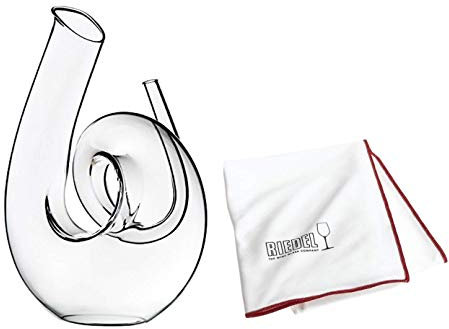 Riedel Dekanter Set Curly mit Riedel Glastuch (2011/04 S1 + 5010/07) Vorteilsset