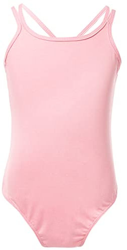 Freebily Body da Ginnastica Artistica Bambina Cotone Body da Danza Classica Leotard Balletto Senza Maniche Dancewear Canottiera Bambina Ginnastica Rosa 9-10 anni
