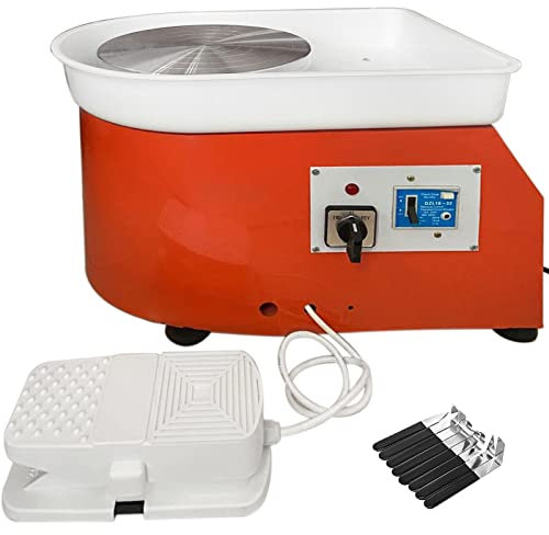 Mophorn Macchina Elettrica della Ruota di Ceramica 25 CM 280W 300rpm Kit di Utensili Modellatura Ceramica (Piedini Regolabili)