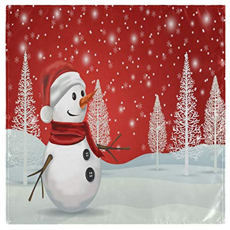 CaTaKu Servietten mit Weihnachtsmotiv, Schneeflocke und Schneemann, Tischdekoration, 50,8 x 50,8 cm