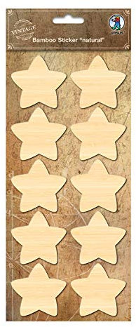 Ursus 41030003 - Bambus Sticker, Natural, Stern, selbstklebend, beschreibbar, lösungsmittel- und säurefrei, Stickerbogen ca. 12 x 26 cm, ideal zum beschriften von Gläsern, Dosen und Geschenken