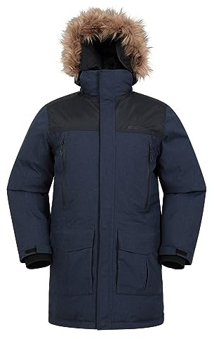 Mountain Warehouse Antarctic Extreme Down Mens Waterproof Jacket - Quick Drying & Breathable Puffer Coat with Adjustable Waist - Ideal for Travelling, Outdoors Dark Blue 2XL