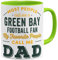 OM3® Green-Bay-Fan Tasse | Keramik Becher | American Football Mug | 11oz 325ml | Beidseitig Bedruckt | Hellgrün