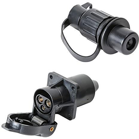 TAEUYYM Prise Remorque Et Prise Pour Remorque 3 Broches, Prise 12V Etanche Remorque 3 Broches Femelle Male, Prise 3 Broches Convient Remorque RV Voiture Tracteur Agricole Véhicule(4 Points De Montage)