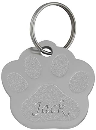 Hanessa Personalisierte Hundemarke mit Gravur unterschiedliche Farben Pfote Zinklegierung 27x28 mm | Halsband Anhänger Hund Gravur | Namensschild Hundehalsband personalisiert