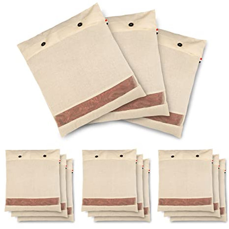 SOLSTICE Coperture per sari in cotone, borse sarie, custodie per vestiti, borsa per riporre vestiti, organizer per guardaroba con rete, finestra (40,6 x 35,5 cm, bianco sporco)