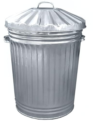 KetoPlastics Large Galvanised Steel Metal Dustbin - 90L Silver - Ideal for Indoor & Outdoor Use