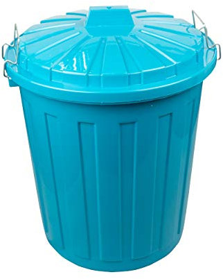 HRB Maxitonne 23 Liter, Tonne aus stabilem Hartplastik, abnehmbarer Deckel mit Verschlüssen, geeignet für Wäsche, Spielzeug oder als Mülleimer Küche (türkis, 23 Liter)